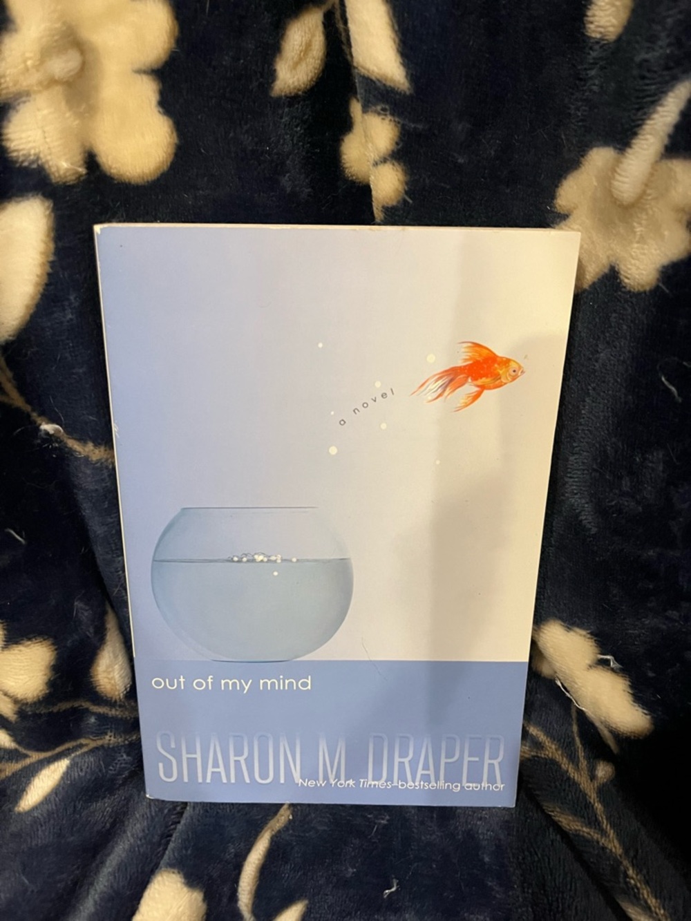 Out of My Mind by Sharon M. Draper - Light Blue Cover with Orange Goldfish